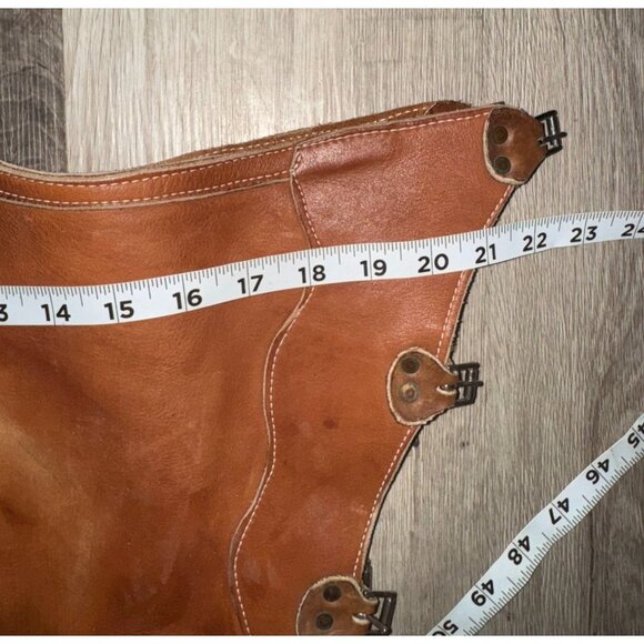 Vintage Western Leather Cowboy Chaps With Fringe - Picture 4 of 8